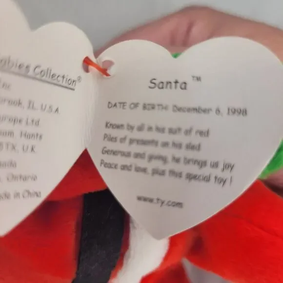 VINTAGE 1998 TY Beanie Babies Santa Claus 9" Bean Bag Stuffed Animal Toy - Picture 5 of 6